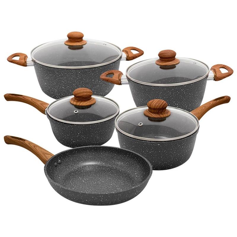 Jogo de Panelas Viena Cinza 5 Peças Revestimento Cerâmica 4,5mm